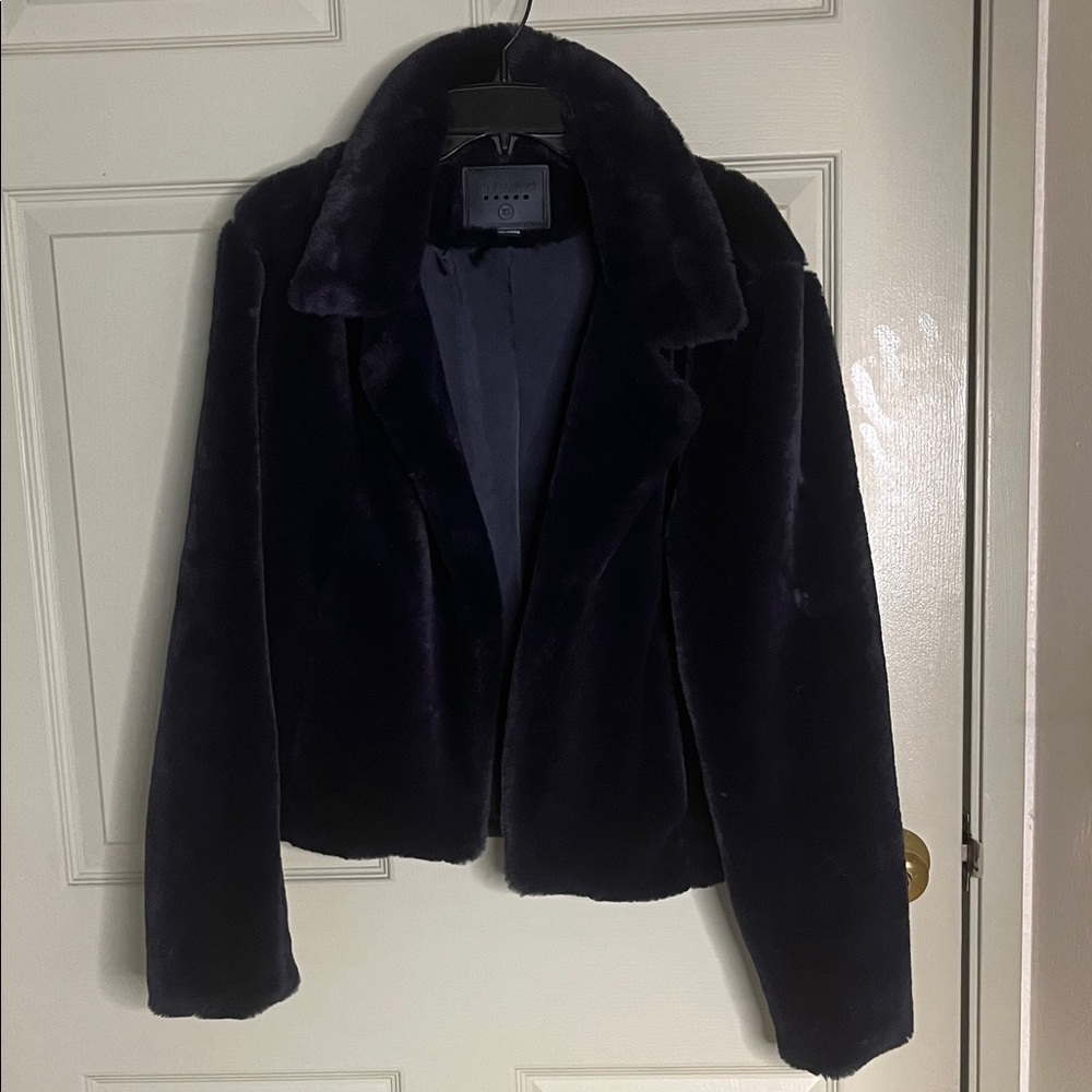 Blank NYC Midnight Blue Faux Fur Jacket